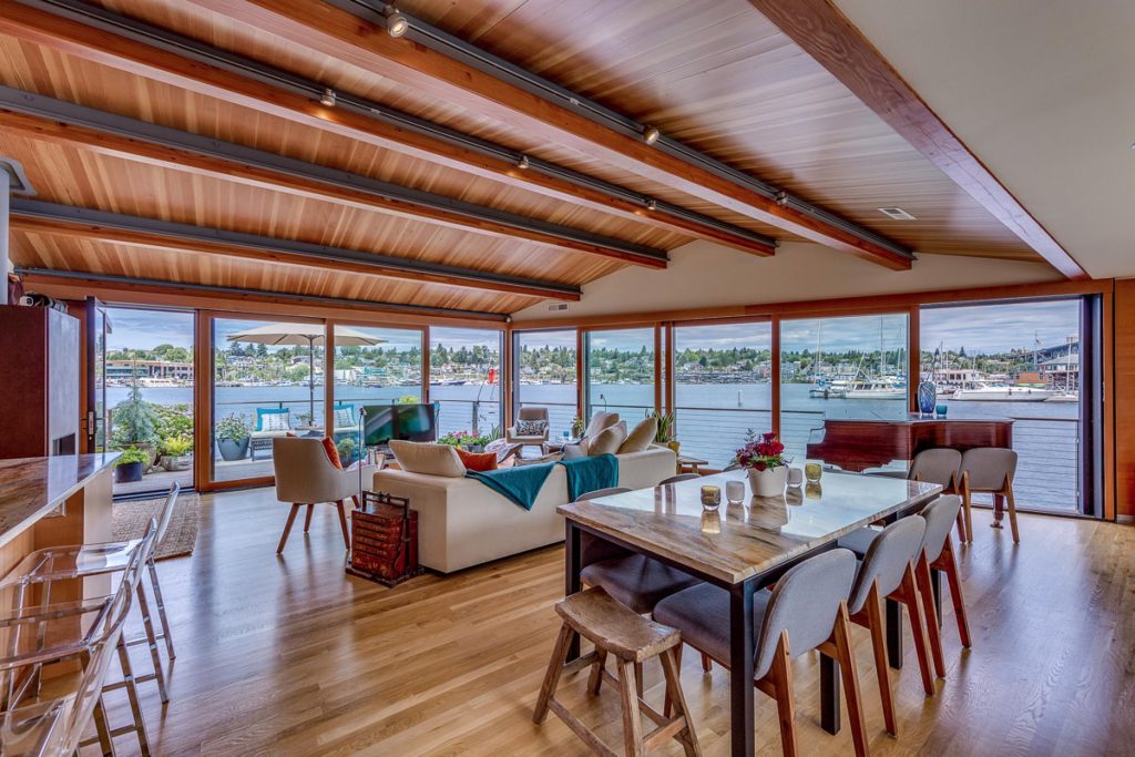 Seattle floating Homes, Ward's Cove #12, Dining & Living Room