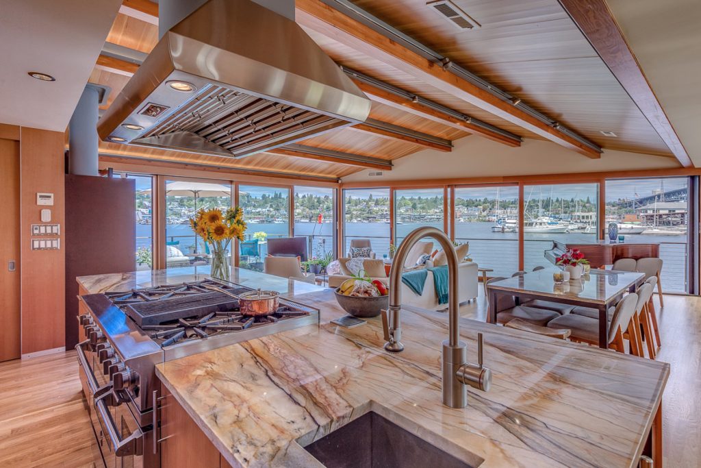 Seattle Floating Homes, Ward's Cove #12,View from Kitchen